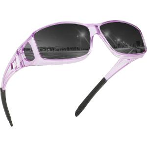 imageMEETSUN Fit Over Glasses Sunglasses for Men WomenWrap Around Sunglasses Polarized UV400 ProtectionZ1clear Purplegray Lens