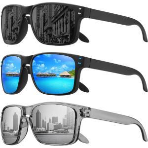 imageMEETSUN Polarized Sunglasses for Men Women Sports Driving Fishing Glasses UV400 Protection3packblackbluesilver