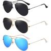 imageMEETSUN Aviator Sunglasses for Men Women Driving Polarized UV400 Protection Metal Frame3pack Black Graygold Graygold Blue