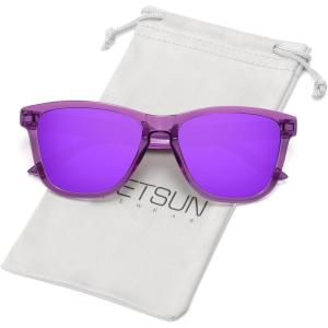 imageMEETSUN Polarized Sunglasses for Women Men Trendy Classic Retro Designer StylePurple Frame  Purple Mirrored Lens
