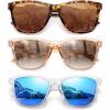 3 Pack Blue Mirrored + Light Brown + Tortoiseshell