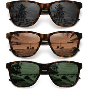 imageMEETSUN Polarized Sunglasses for Women Men Classic Retro Designer Style Fashion UV400 Protection3 Pack Tortoise Brown  Tortoise Grey  Tortoise Green