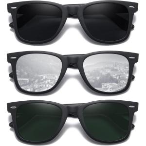 imageMEETSUN Retro Polarized Sunglasses for Women Men Classic Mirror Lens Driving Trendy Sun Glasses UV Protection 3 Pack3 Pack BlackSilverOlive