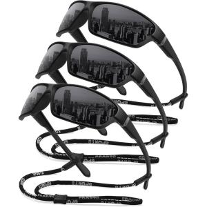 imageMEETSUN Polarized Sports Sunglasses for Men Women Wrap Around Driving Cycling Golf Fishing Sun Glasses UV400 Protection3pack Blackblackblack