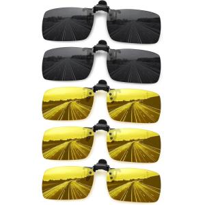 imageMEETSUN Polarized Clip On Sunglasses for Men Women Sports Fishing Driving Hiking Fit Over Prescription Glasses5packblack2night Vision3