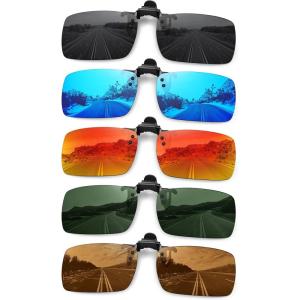 imageMEETSUN Polarized Clip On Sunglasses for Men Women Sports Fishing Driving Hiking Fit Over Prescription Glasses5packblackbluereddark Greenbrown
