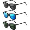 image:imageMEETSUN Polarized Sunglasses for Men Classic Retro Square Frame UV Protection Sports Sunglasses for Fishing Driving3 Pack BlackBlue MirroredDark Green