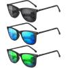 image:imageMEETSUN Polarized Sunglasses for Men Classic Retro Square Frame UV Protection Sports Sunglasses for Fishing Driving3 Pack BlackBlue MirroredGreen Mirrored