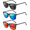 image:imageMEETSUN Polarized Sunglasses for Men Classic Retro Square Frame UV Protection Sports Sunglasses for Fishing Driving3 Pack BlackBlue MirroredRed Mirrored