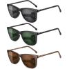 image:imageMEETSUN Polarized Sunglasses for Men Classic Retro Square Frame UV Protection Sports Sunglasses for Fishing Driving3 Pack BlackBrownDark Green