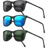 image:imageMEETSUN Polarized Sunglasses for Men Classic Retro Square Frame UV Protection Sports Sunglasses for Fishing Driving3 Pack BlackBlue MirroredDark Green
