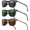 image:imageMEETSUN Polarized Sunglasses for Men Classic Retro Square Frame UV Protection Sports Sunglasses for Fishing Driving3 Pack BlackBrownDark Green