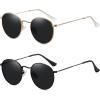 image:imageMEETSUN Round Polarized Sunglasses for Women Men Classic Retro Metal Frame Sun Glasses UV Protection2 Pack GoldGrey  BlackGrey