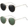 image:imageMEETSUN Round Polarized Sunglasses for Women Men Classic Retro Metal Frame Sun Glasses UV Protection2 Pack GoldGrey  GoldDark Green
