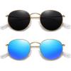 image:imageMEETSUN Round Polarized Sunglasses for Women Men Classic Retro Metal Frame Sun Glasses UV Protection2 Pack GoldBlue  GoldGrey