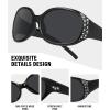 image:imageMEETSUN Retro Polarized Sunglasses for Women Trendy Rhinestone 60s 70s 80s Classic Driving Sun Glasses UV Protection3packblackblackblack