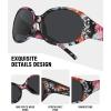 image:imageMEETSUN Retro Polarized Sunglasses for Women Trendy Rhinestone 60s 70s 80s Classic Driving Sun Glasses UV Protection3packblackleopard Brownflower Gray