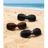 image:imageMEETSUN Retro Polarized Sunglasses for Women Trendy Rhinestone 60s 70s 80s Classic Driving Sun Glasses UV Protection3packblackleopard Brownflower Gray