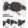 image:imageMEETSUN Retro Polarized Sunglasses for Women Trendy Rhinestone 60s 70s 80s Classic Driving Sun Glasses UV Protection3packblackleopard Browngray Leopard Gray