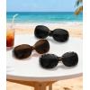 image:imageMEETSUN Retro Polarized Sunglasses for Women Trendy Rhinestone 60s 70s 80s Classic Driving Sun Glasses UV Protection3packblackleopard Browngray Leopard Gray