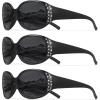 image:imageMEETSUN Retro Polarized Sunglasses for Women Trendy Rhinestone 60s 70s 80s Classic Driving Sun Glasses UV Protection3packblackblackblack