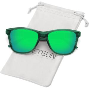 image:imageMEETSUN Polarized Sunglasses for Women Men Classic Retro Trendy Designer StyleGreen Frame  Green Mirrored Lens