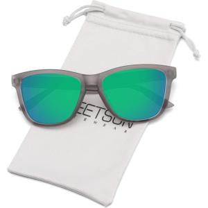 image:imageMEETSUN Polarized Sunglasses for Women Men Classic Retro Trendy Designer StyleMatte Gray Frame  Green Mirrored