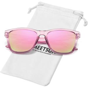 image:imageMEETSUN Polarized Sunglasses for Women Men Classic Retro Trendy Designer StylePink Frame  Pink Mirrored Lens
