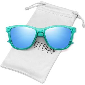 image:imageMEETSUN Polarized Sunglasses for Women Men Classic Retro Trendy Designer StyleTransparent Green FrameBlue Lens