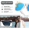 image:imageMEETSUN Polarized Sunglasses for Women Men Classic Retro Square Frame Driving Sun Glasses UV ProtectionClear Frame Blue Mirrored Lens