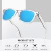 image:imageMEETSUN Polarized Sunglasses for Women Men Classic Retro Square Frame Driving Sun Glasses UV ProtectionClear Frame Blue Mirrored Lens