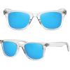 image:imageMEETSUN Polarized Sunglasses for Women Men Classic Retro Square Frame Driving Sun Glasses UV ProtectionClear Frame Blue Mirrored Lens