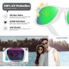 image:imageMEETSUN Polarized Sunglasses for Women Men Classic Retro Square Frame Driving Sun Glasses UV ProtectionClear Frame Green Mirrored Lens
