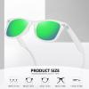 image:imageMEETSUN Polarized Sunglasses for Women Men Classic Retro Square Frame Driving Sun Glasses UV ProtectionClear Frame Green Mirrored Lens
