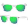 image:imageMEETSUN Polarized Sunglasses for Women Men Classic Retro Square Frame Driving Sun Glasses UV ProtectionClear Frame Green Mirrored Lens