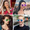 image:imageMEETSUN Polarized Sunglasses for Women Men Classic Retro Square Frame Driving Sun Glasses UV ProtectionClear Frame Green Mirrored Lens