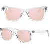 image:imageMEETSUN Polarized Sunglasses for Women Men Classic Retro Square Frame Driving Sun Glasses UV ProtectionClear Frame Pink Mirrored Lens