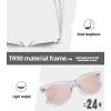 image:imageMEETSUN Polarized Sunglasses for Women Men Classic Retro Square Frame Driving Sun Glasses UV ProtectionClear Frame Pink Mirrored Lens