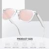 image:imageMEETSUN Polarized Sunglasses for Women Men Classic Retro Square Frame Driving Sun Glasses UV ProtectionClear Frame Pink Mirrored Lens