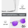 image:imageMEETSUN Polarized Sunglasses for Women Men Classic Retro Square Frame Driving Sun Glasses UV ProtectionClear Frame Purple Mirrored Lens