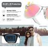 image:imageMEETSUN Polarized Sunglasses for Women Men Classic Retro Square Frame Driving Sun Glasses UV ProtectionClear Frame Purplepink Mirrored Lens