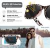 image:imageMEETSUN Polarized Sunglasses for Women Men Classic Retro Square Frame Driving Sun Glasses UV ProtectionGrey Leopard Frame Grey Lens