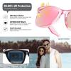 image:imageMEETSUN Polarized Sunglasses for Women Men Classic Retro Square Frame Driving Sun Glasses UV ProtectionLight Pink Frame Purplepink Mirrored Lens
