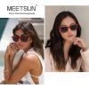 image:imageMEETSUN Polarized Sunglasses for Women Men Classic Retro Square Frame Driving Sun Glasses UV ProtectionLight Red Frame Grey Lens