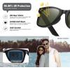 image:imageMEETSUN Polarized Sunglasses for Women Men Classic Retro Square Frame Driving Sun Glasses UV ProtectionMatte Black Frame Dark Green Lens