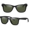image:imageMEETSUN Polarized Sunglasses for Women Men Classic Retro Square Frame Driving Sun Glasses UV ProtectionMatte Black Frame Dark Green Lens