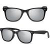 image:imageMEETSUN Polarized Sunglasses for Women Men Classic Retro Square Frame Driving Sun Glasses UV ProtectionMatte Black Frame Silver Mirrored Lens