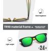 image:imageMEETSUN Polarized Sunglasses for Women Men Classic Retro Square Frame Driving Sun Glasses UV ProtectionMatte BlackGreenorange Frame Green Mirrored Lens