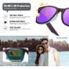 image:imageMEETSUN Polarized Sunglasses for Women Men Classic Retro Square Frame Driving Sun Glasses UV ProtectionMatte BlackPurpleblue Frame Purple Mirrored Lens