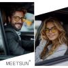 image:imageMEETSUN Polarized Sunglasses for Women Men Classic Retro Square Frame Driving Sun Glasses UV ProtectionNight Vision Lens Grey Leopard Frame